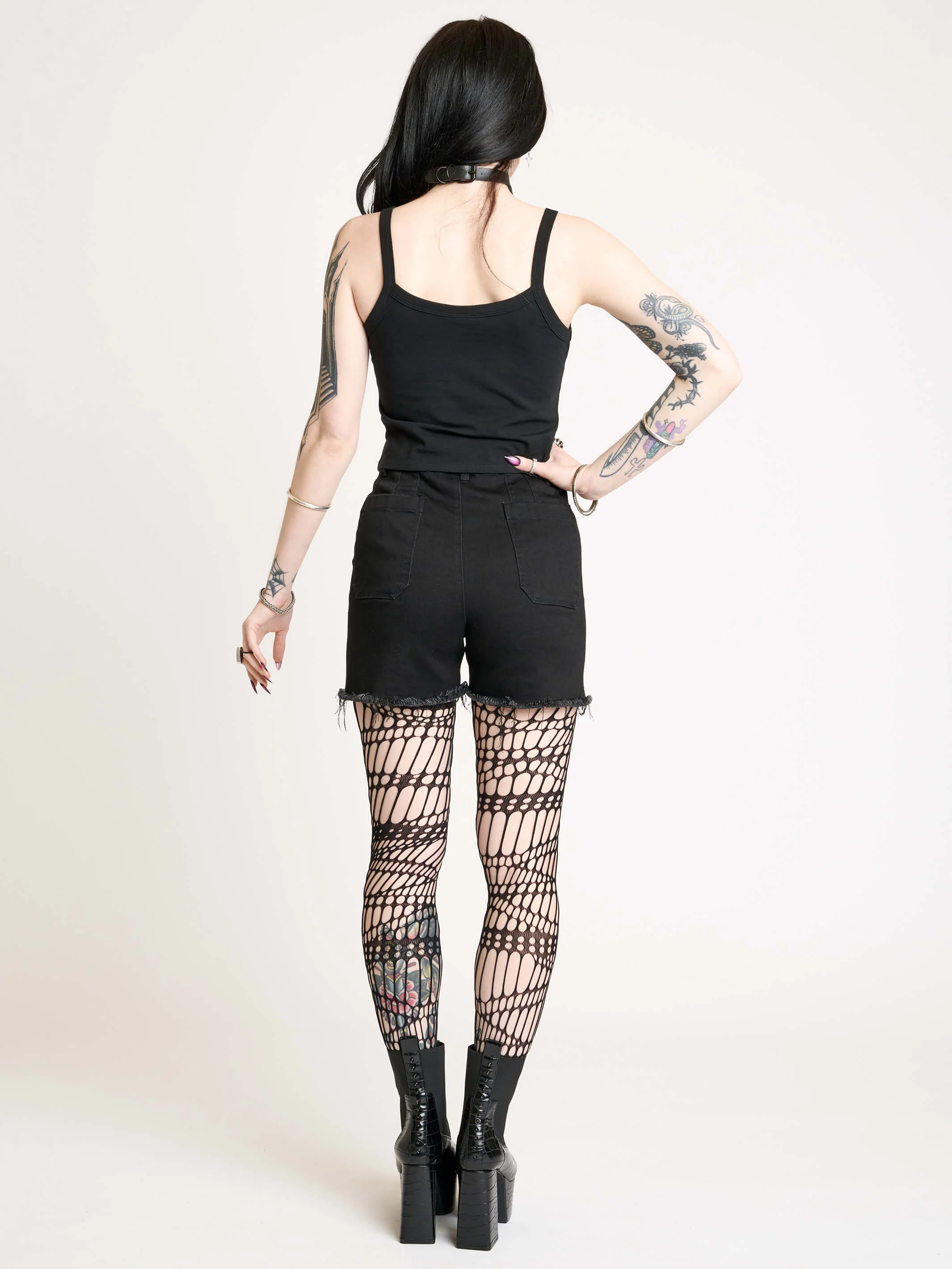 Bat Embroidered Denim Shorts - Image 5