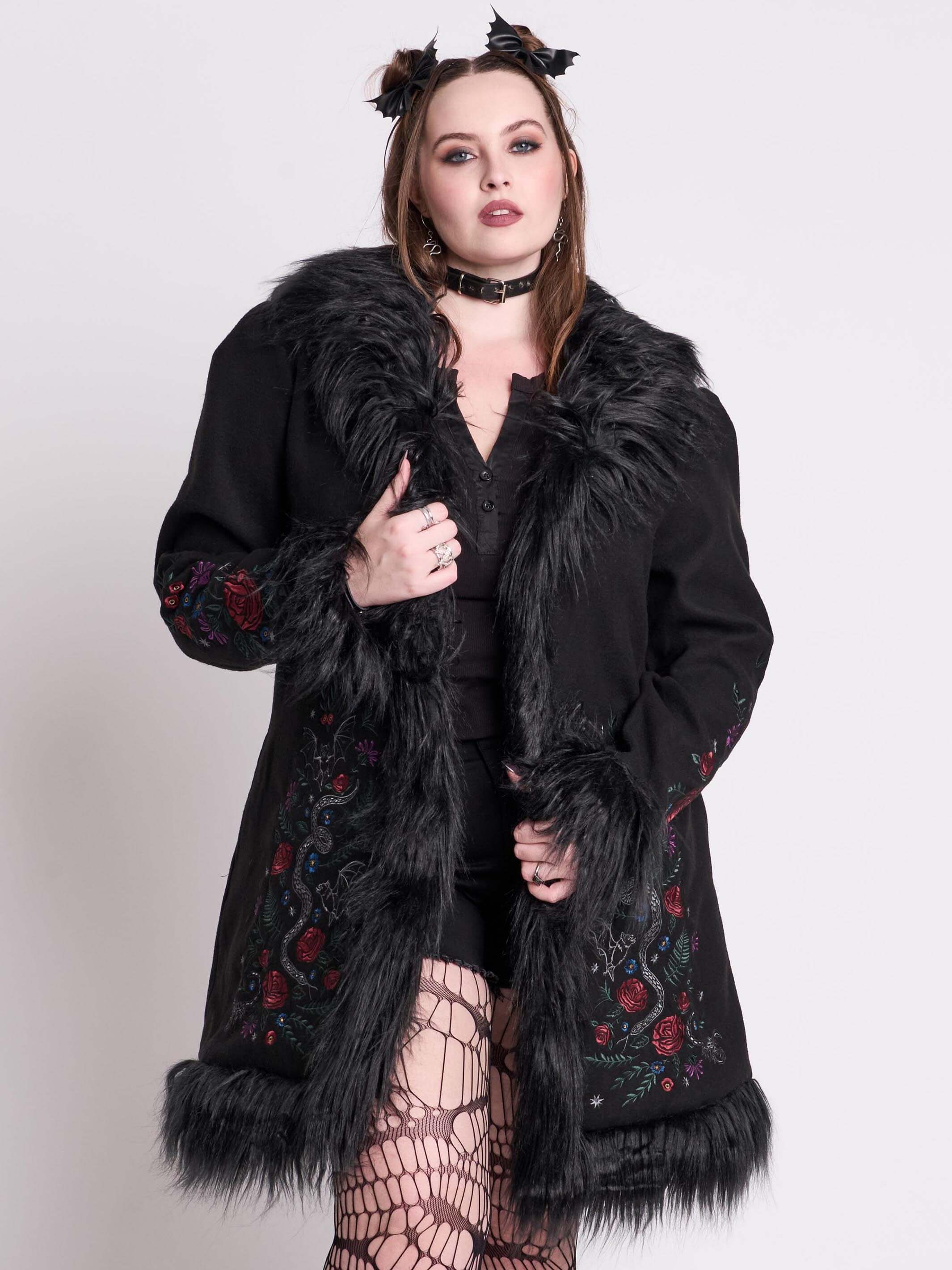 Botanical Fur Trim Coat - Image 8
