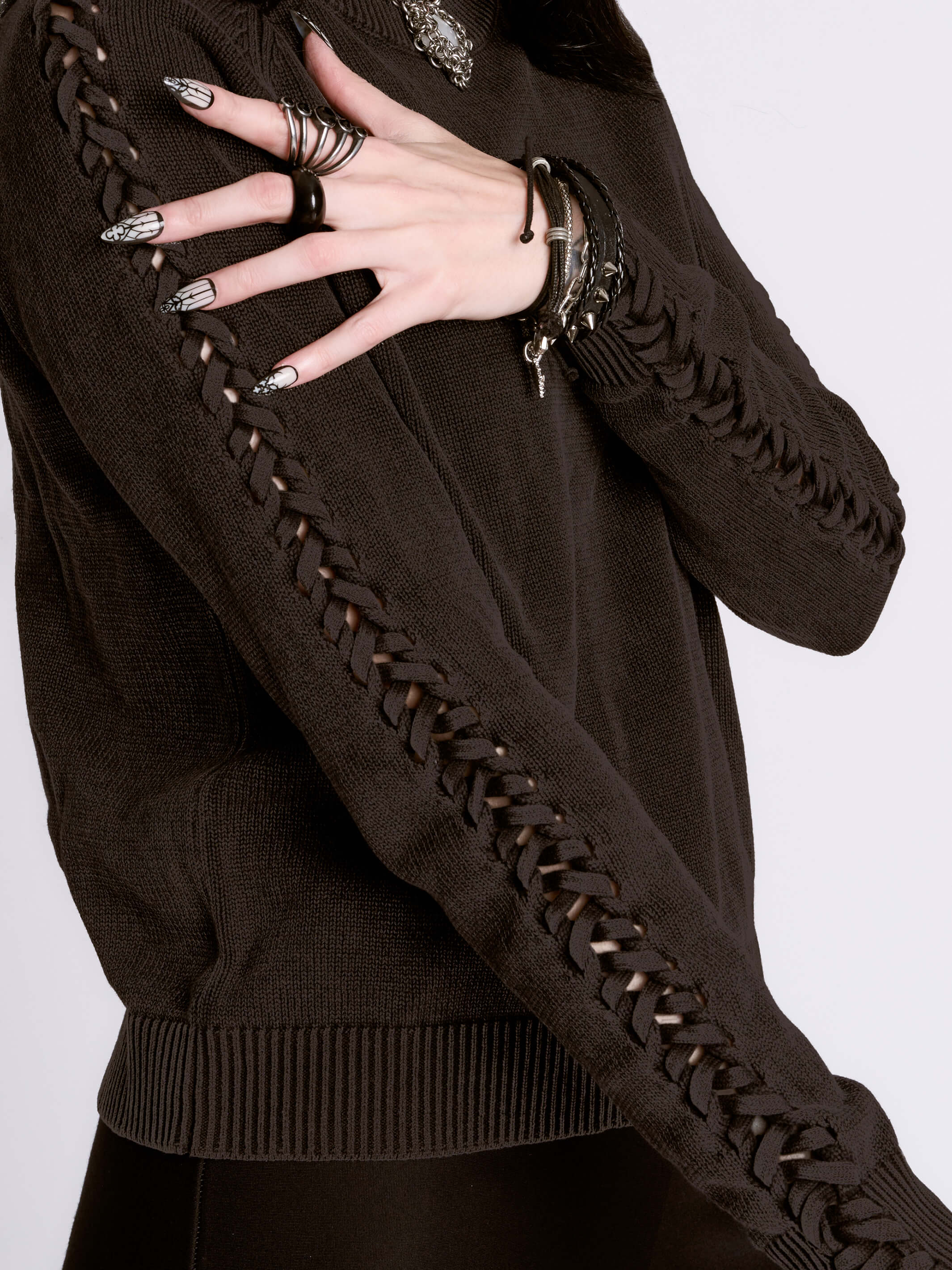 Distressed Braided Sweater - Image 3