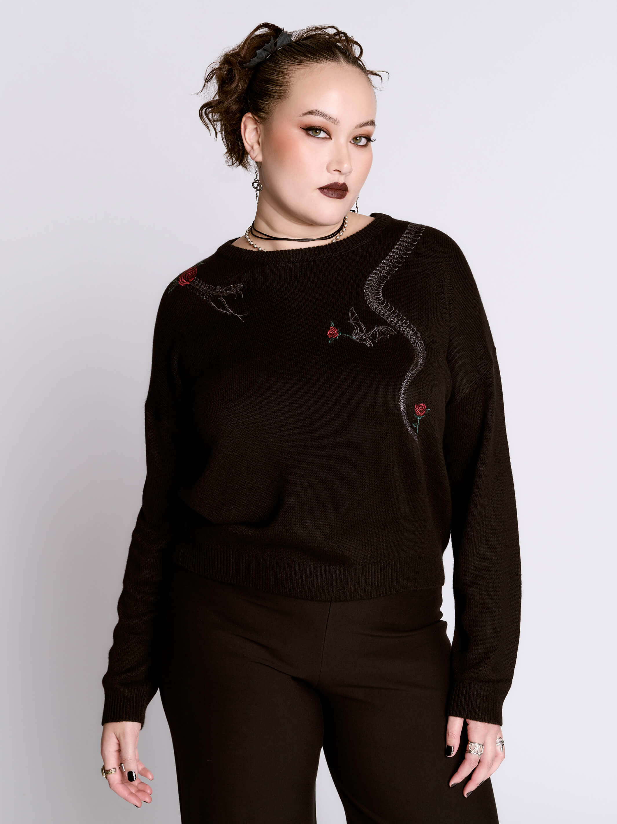 Embroidered Snake Rose Sweater - Image 10