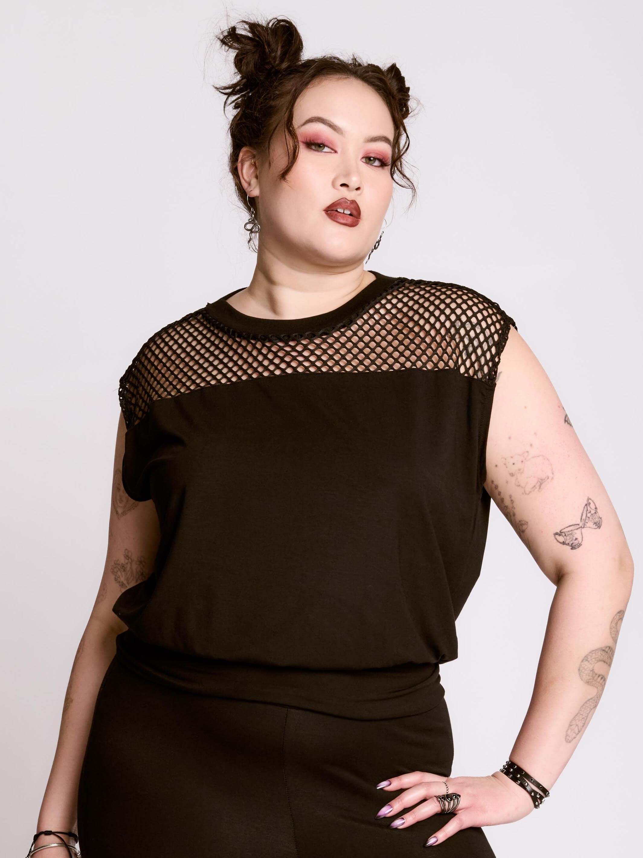Fishnet Blouson Top - Image 3