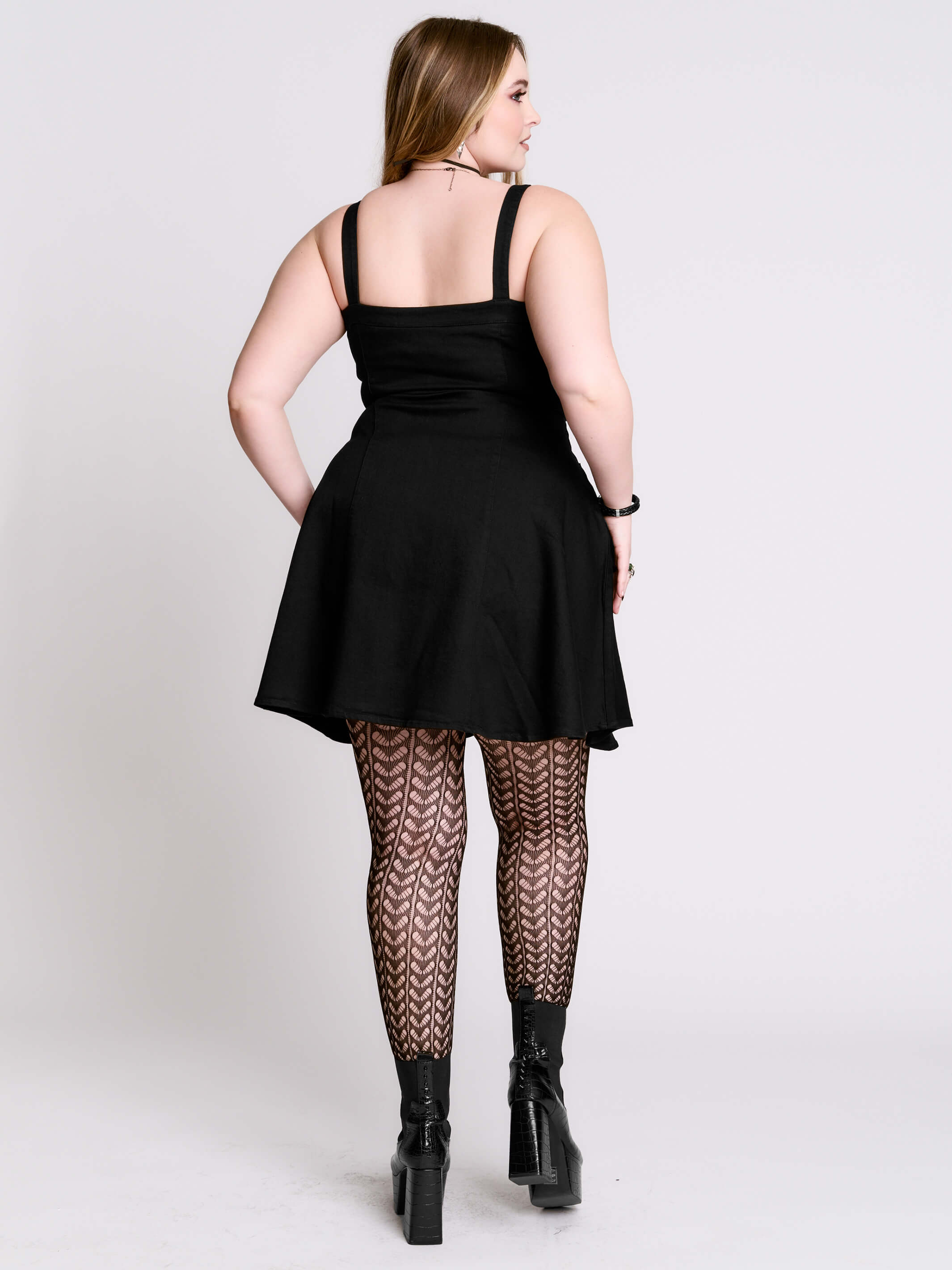 Lace Up Denim Dress - Image 6