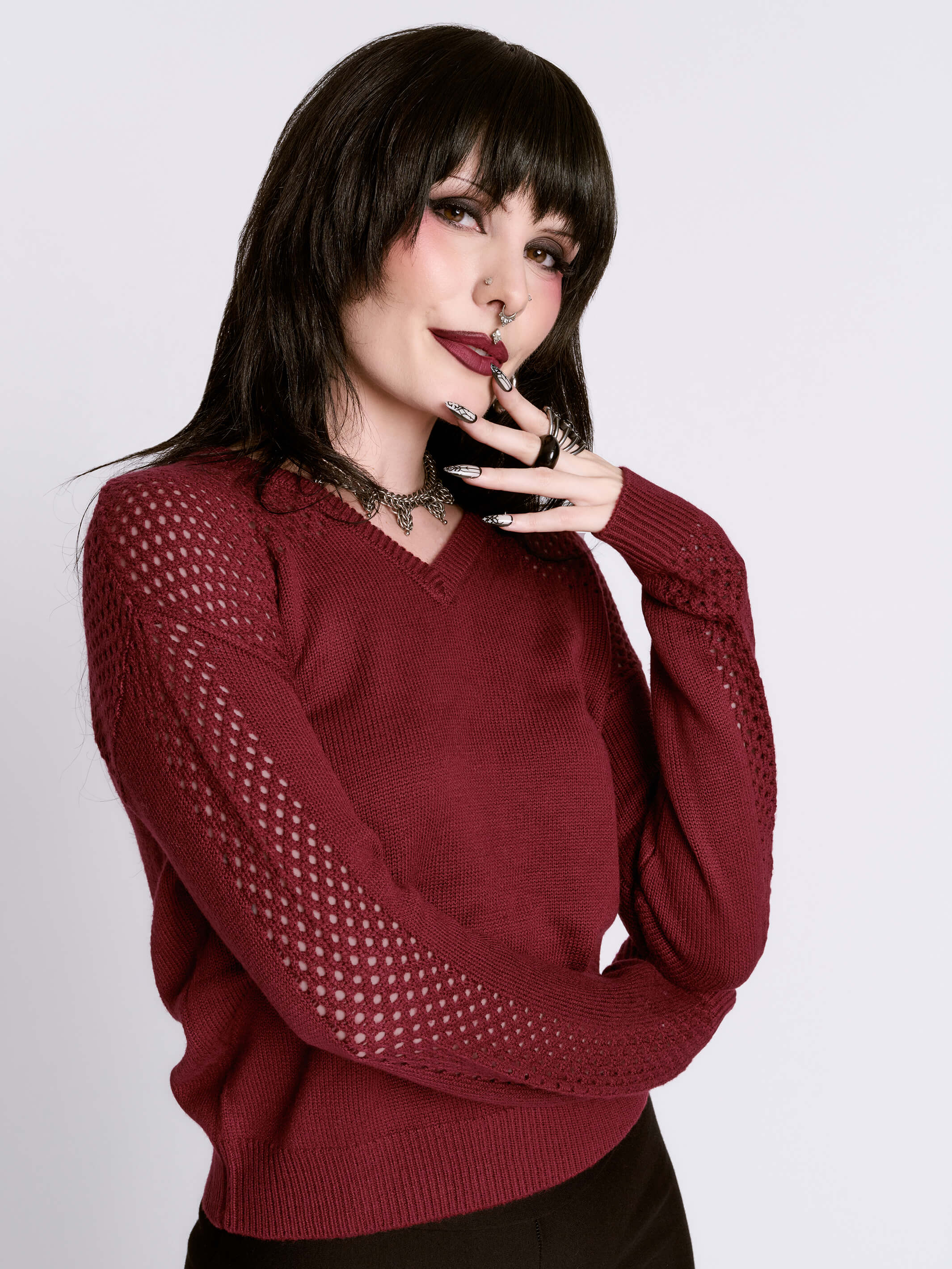 Oxblood Fishnet Sweater - Image 10