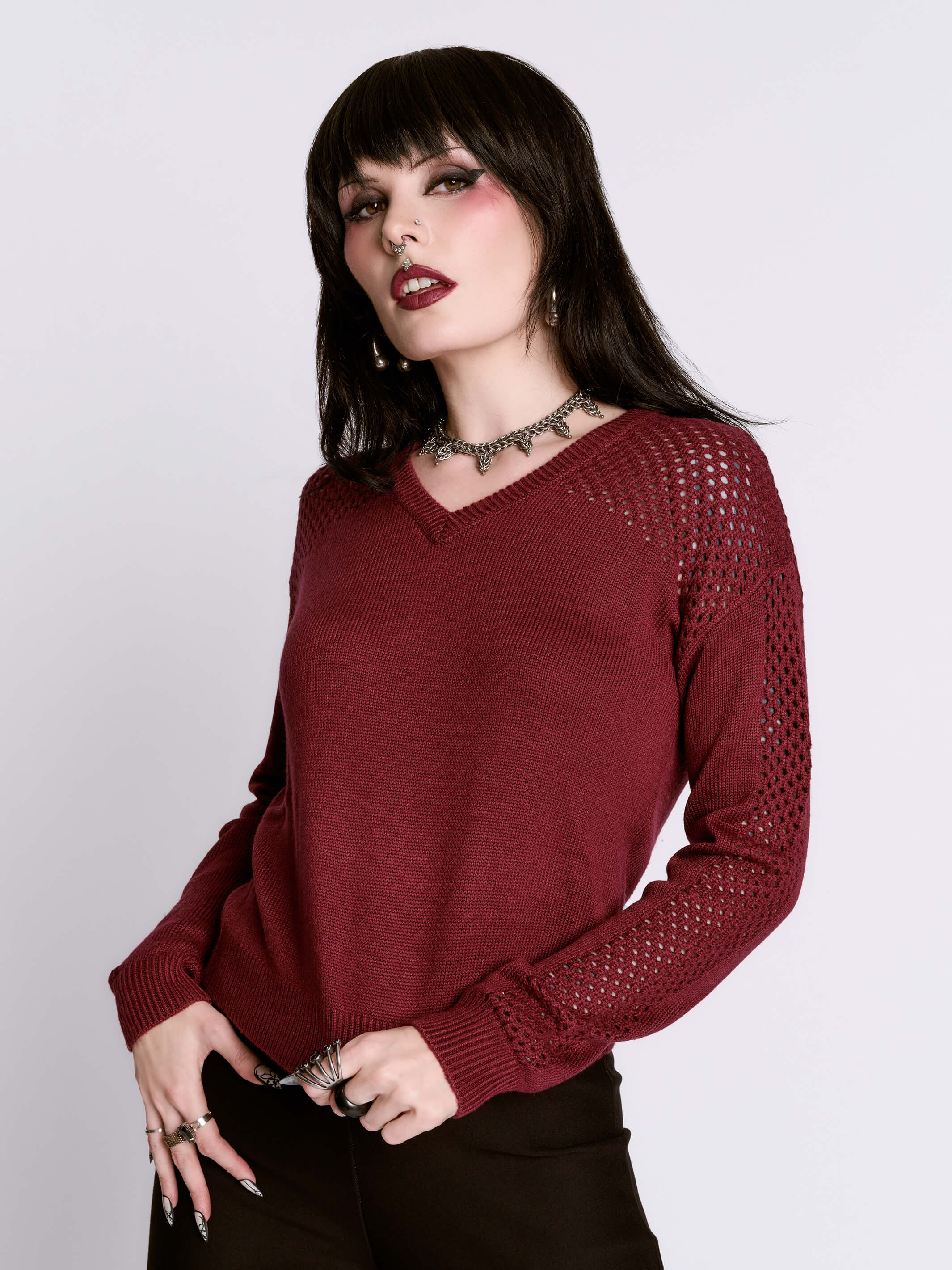 Oxblood Fishnet Sweater - Image 8