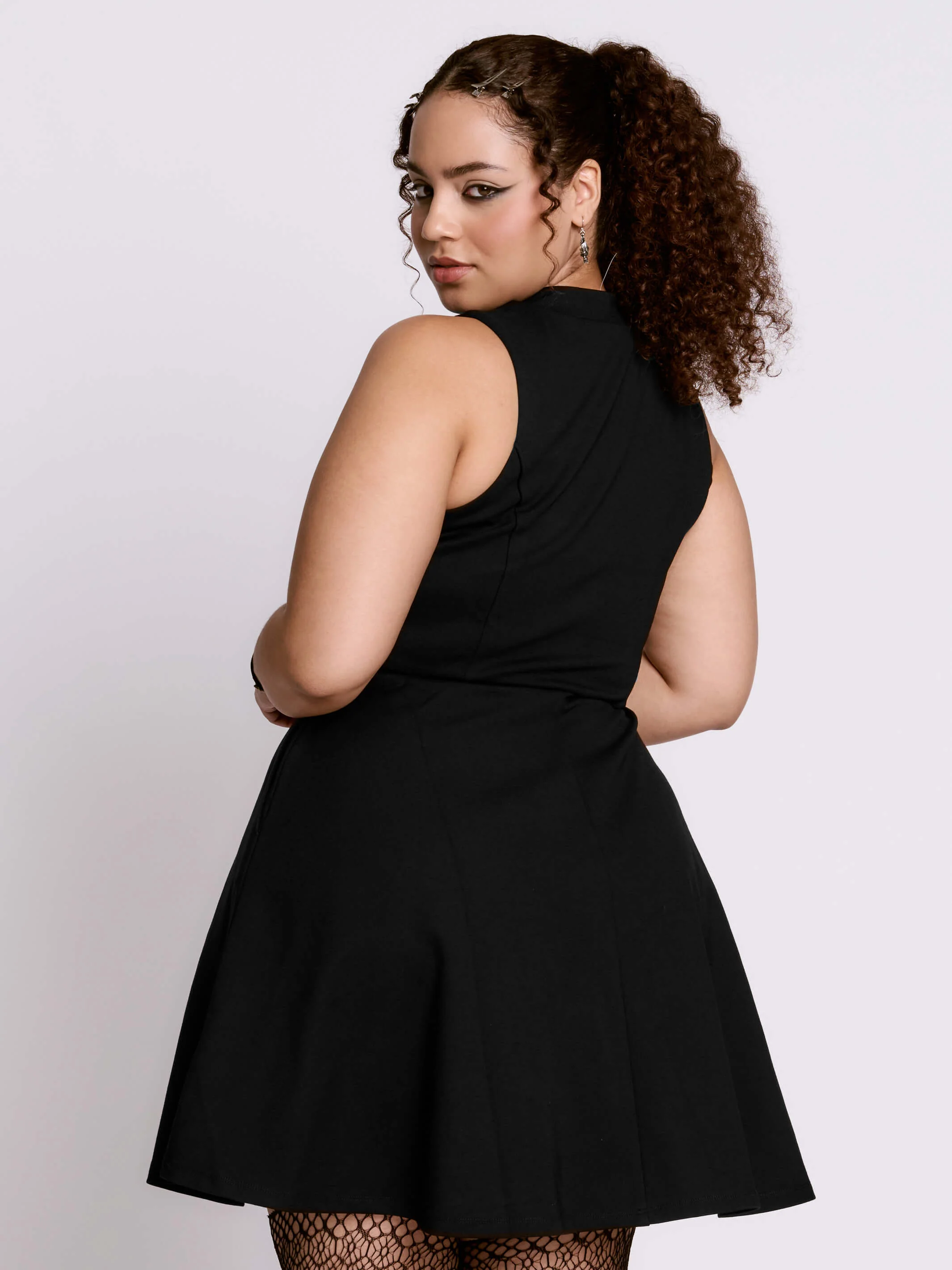 Ponte Zip Up Skater Dress - Image 5