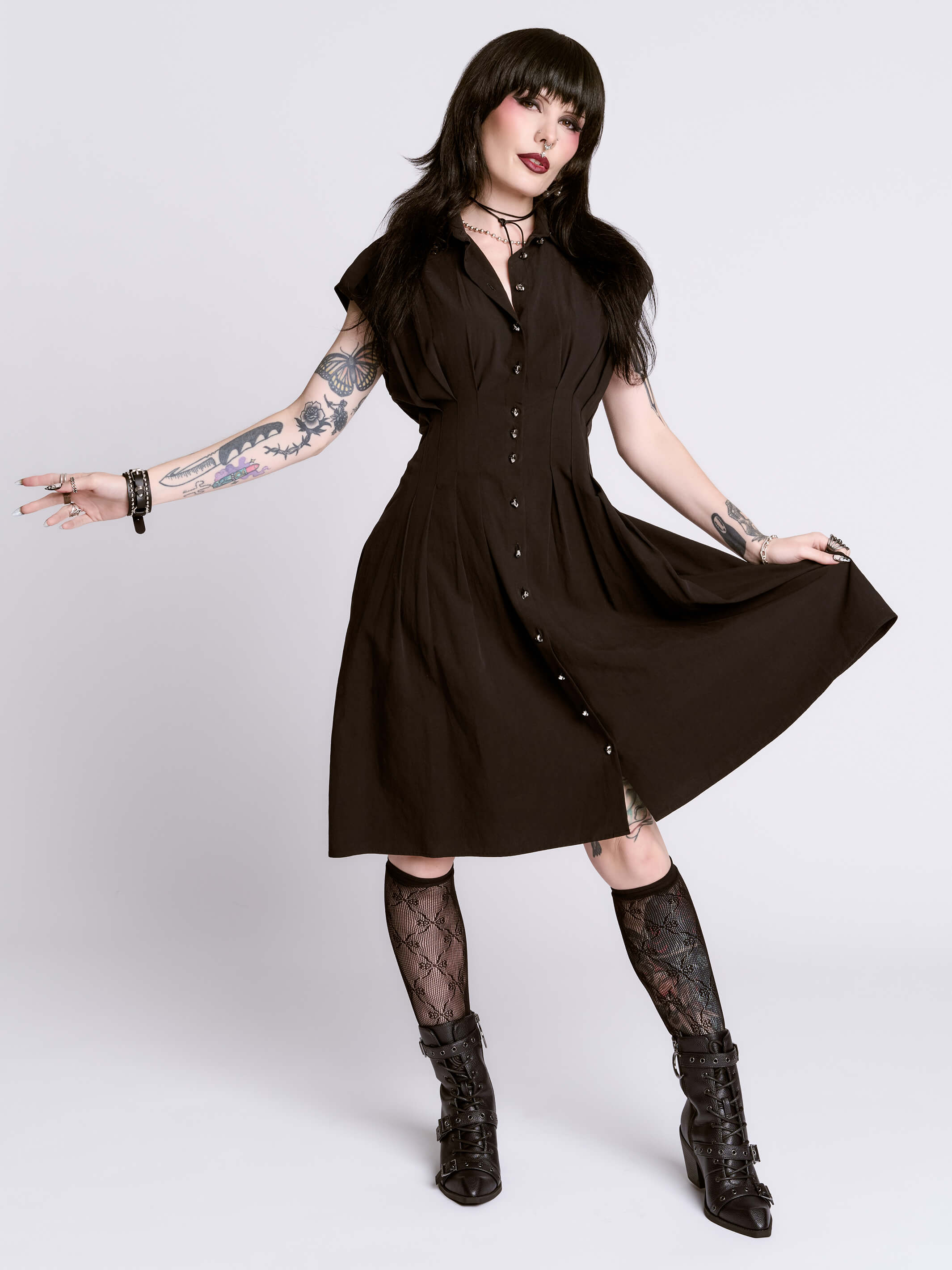 Studded Skull Button Dress - Image 6