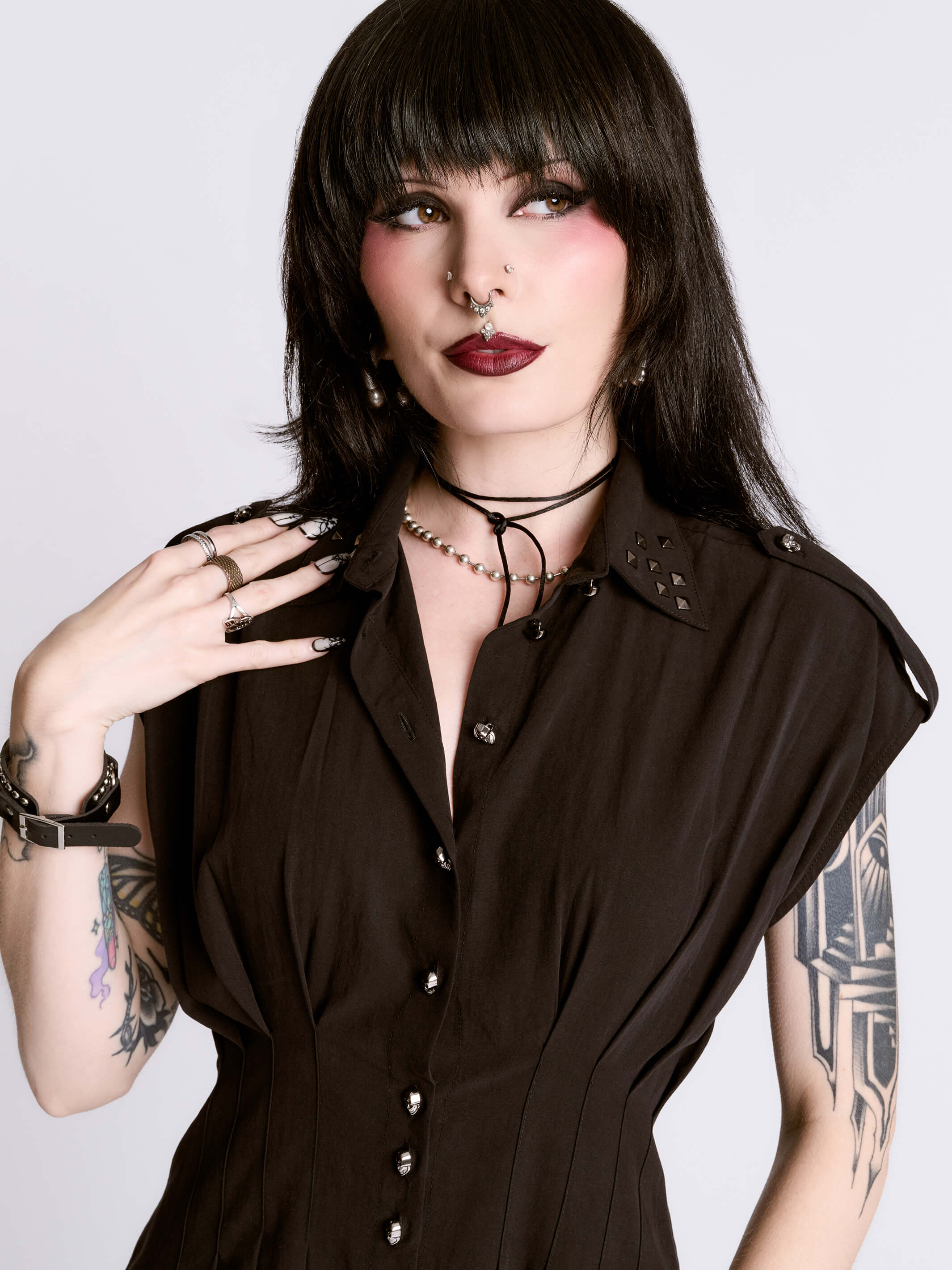 Studded Skull Button Dress - Image 4