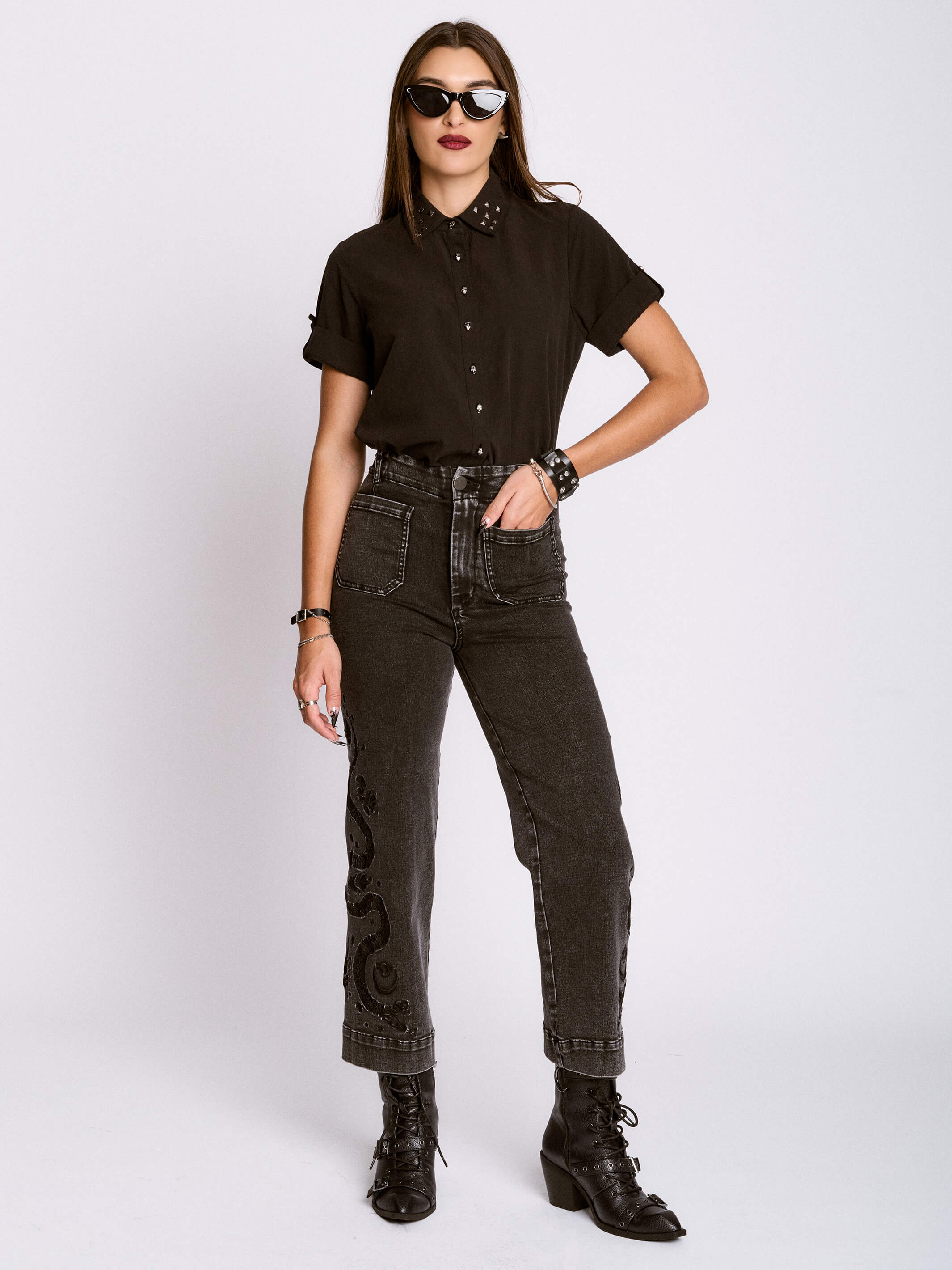 Studded Skull Button Shirt - Image 2