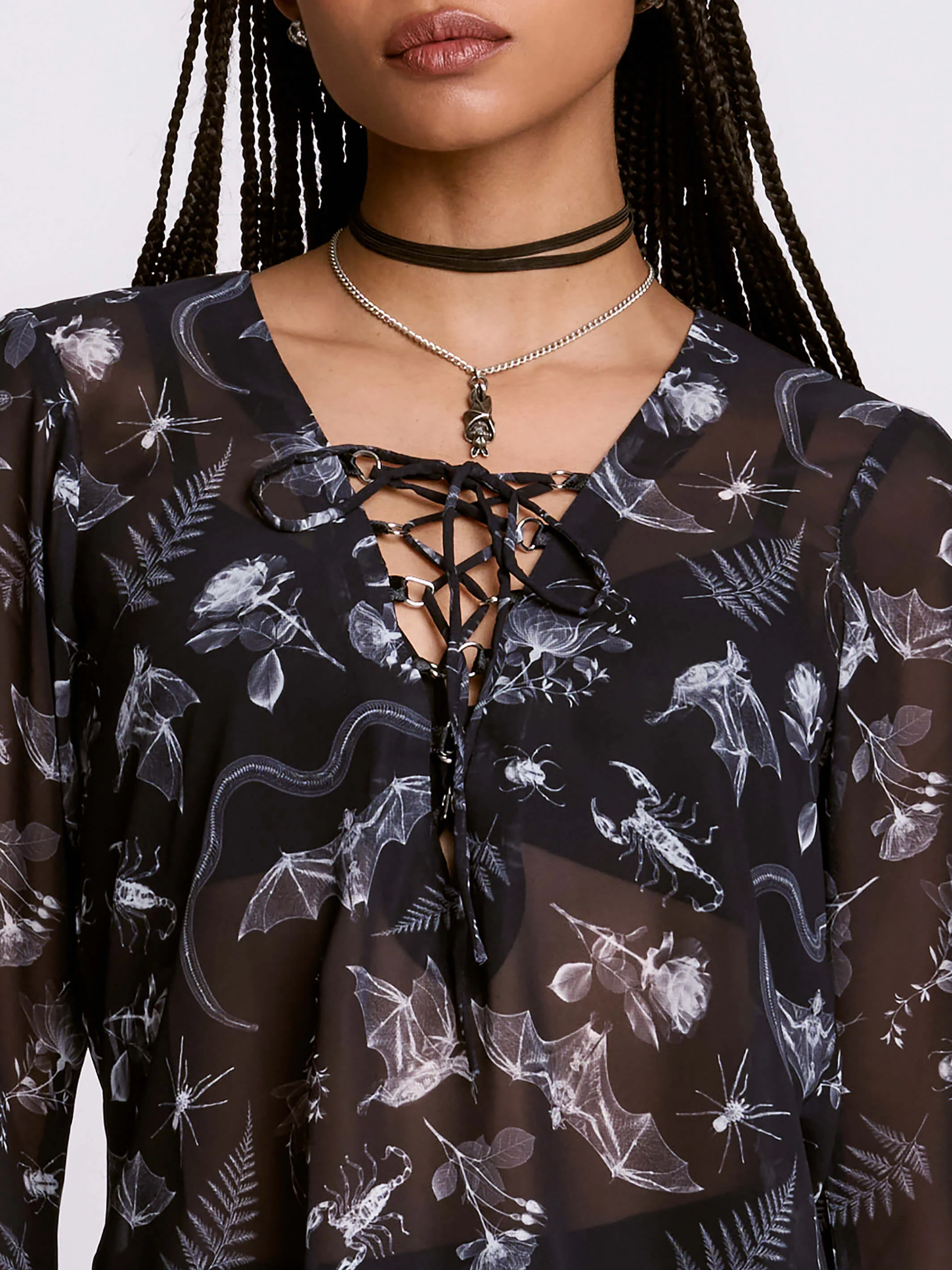 Xray Lace Up Peasant Top - Image 9